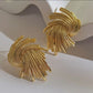 Golden Fashion Metallic Woven Stylish Clip on Earrings Temperament Irregular Geometric Ear Cuff Clips Non Pierced Ears Jewelry