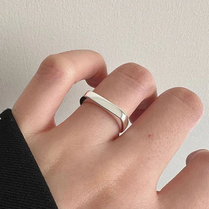 Foxanry Minimalist Silver Color Party Rings for Women Couples New Fashion Simple Smooth Geometric Birthday Party Jewelry Gifts