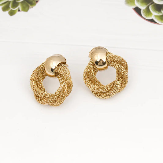 Vintage Metallic Twisted weaving Round Circle Dangle Earrings 2025 New Fashion Wedding Party Drop Earrings for Woman Jewelry