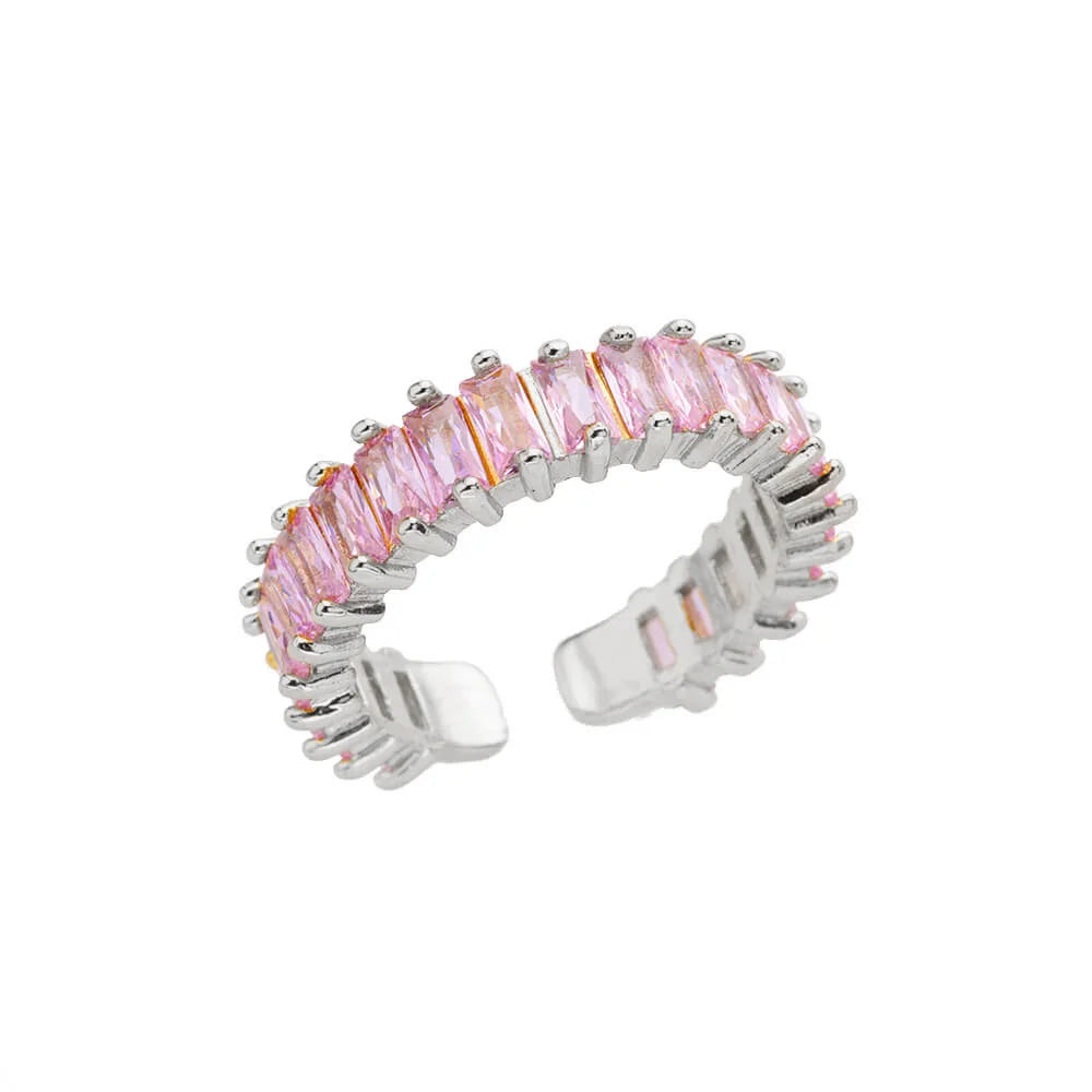 Colorful Cubic Zircon Open Ring For Women Stainless Steel Gold Color Square Rings Bohemian Romantic couple Jewelry Gifts