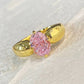 Pink Cubic Zirconia Ring Suitable for Women's Engagement Wedding Luxury Accessories Sparkling Silver Fashion Jewelry