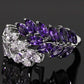 2025 New Purple Cubic Zirconia Ring with Sparkling Square Crystal, High End Women's Personalized Fashion Cocktail Party Jewelry