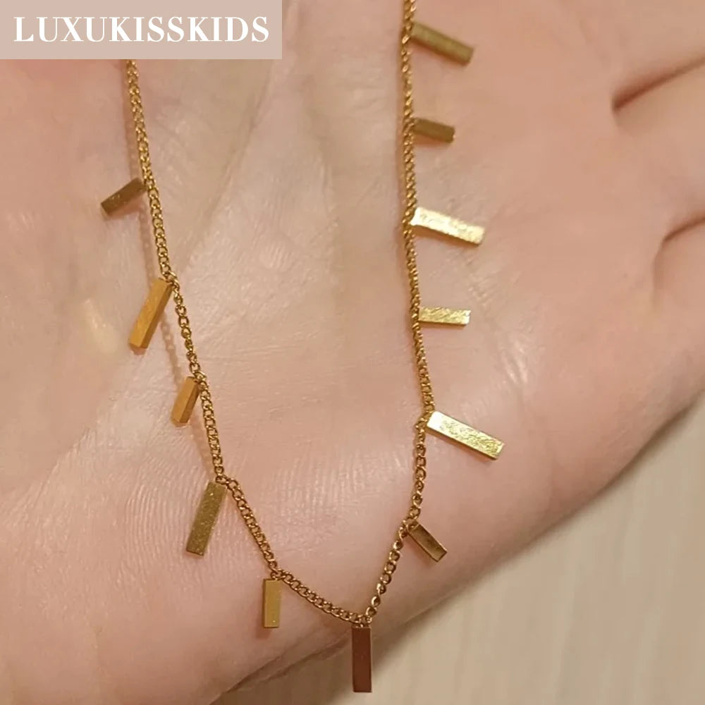 LUXUKISSKIDS Woman Collier бижутерия Golden Chains Necklaces Bohemia Star Heart Elegant Stainless Steel Jewelry Trendy Collars
