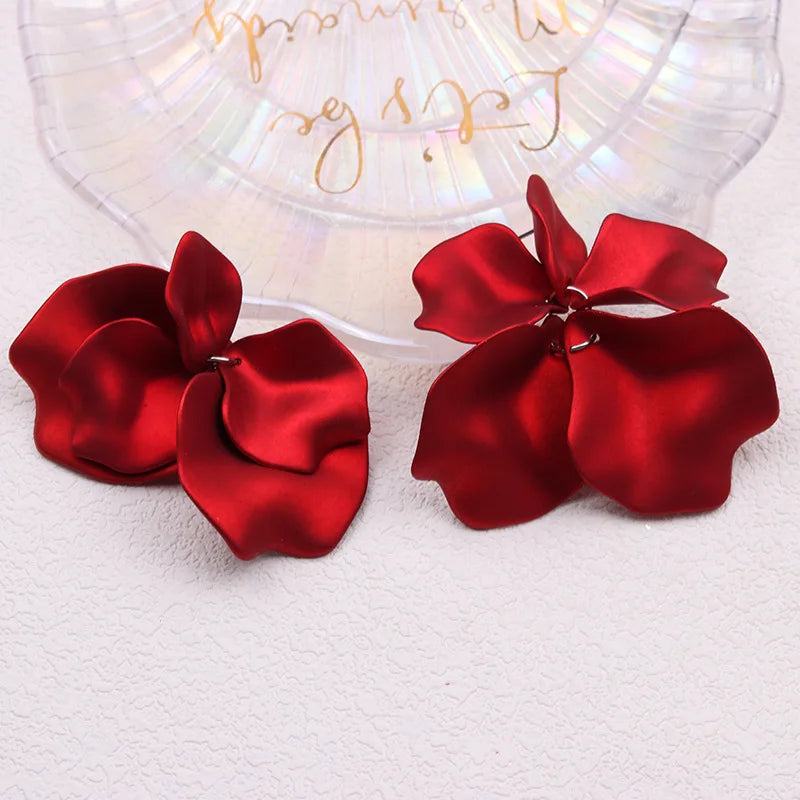 Korean Acrylic Petal Flower Tassel Dangle Earrings For Women Luxury Vintage Fairy Wedding Party Fashion Jewelry Accessories Gift