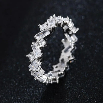 Luxury Female White Crystal Stone  Ring Irregular Zirconia Wedding Rings for Women Trendy Geometric Zircon Engagement Ring