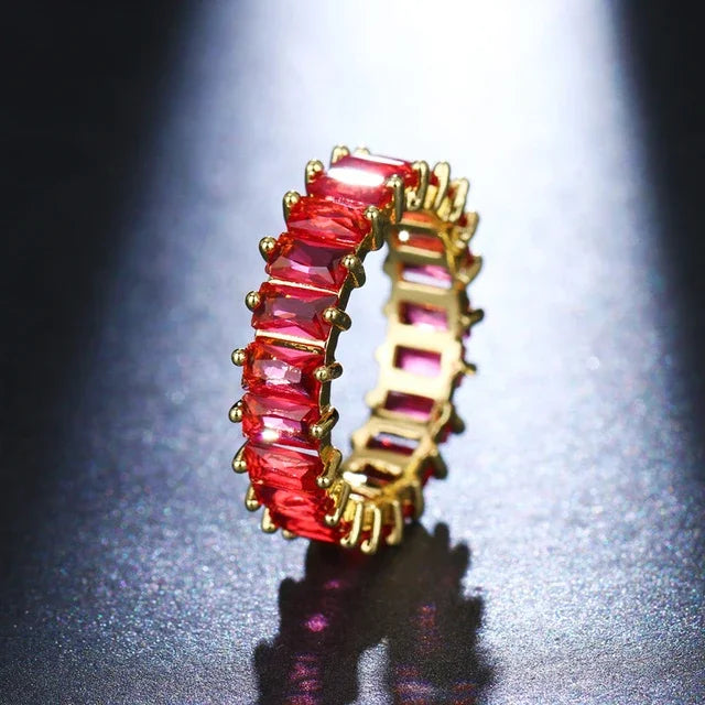 Fashion Luxury Multicolor Charm Zircon Wedding Rings for Women Round Square Stone Party Ring Jewelry