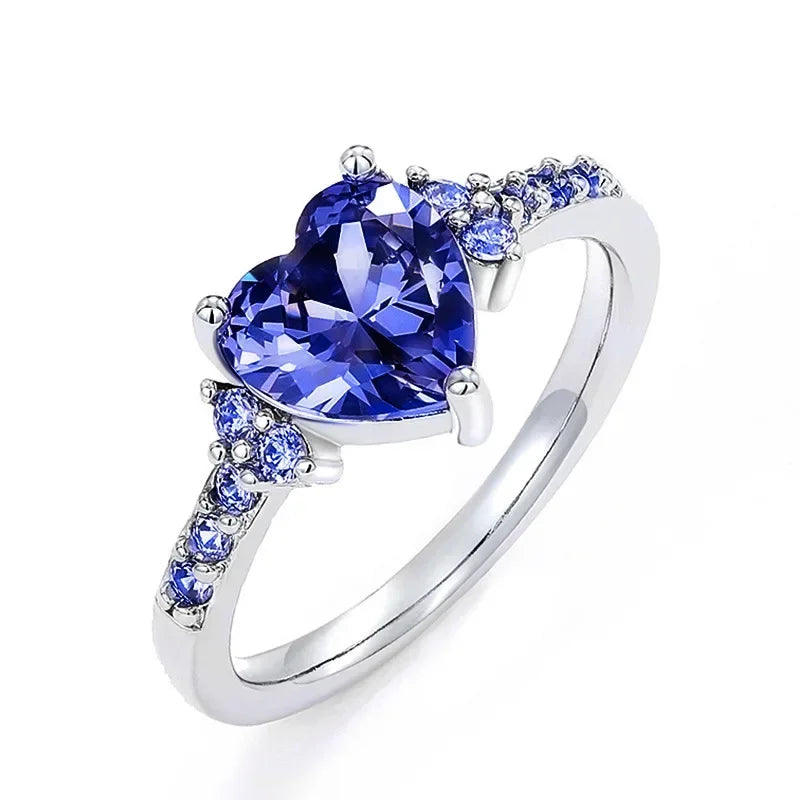 2025 New Blue Cube Zircon Ring Fashionable and Elegant High End Women's Bridal Wedding Luxury Personalized Jewelry Accessories