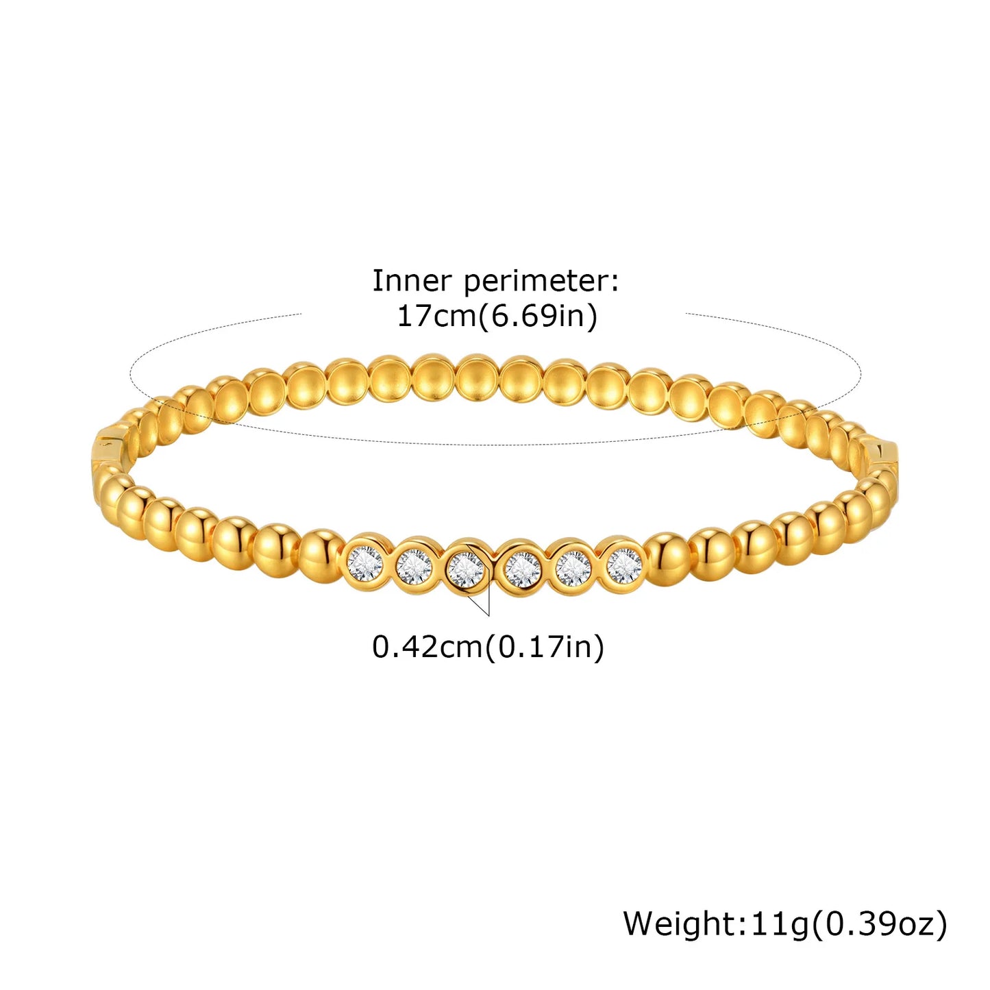 Vnox Romantic Zircon Cuff Bracelet For Women Geometric Fashion Lady Jewelry Stainless Steel Bangles Party Gold Color Never Fade
