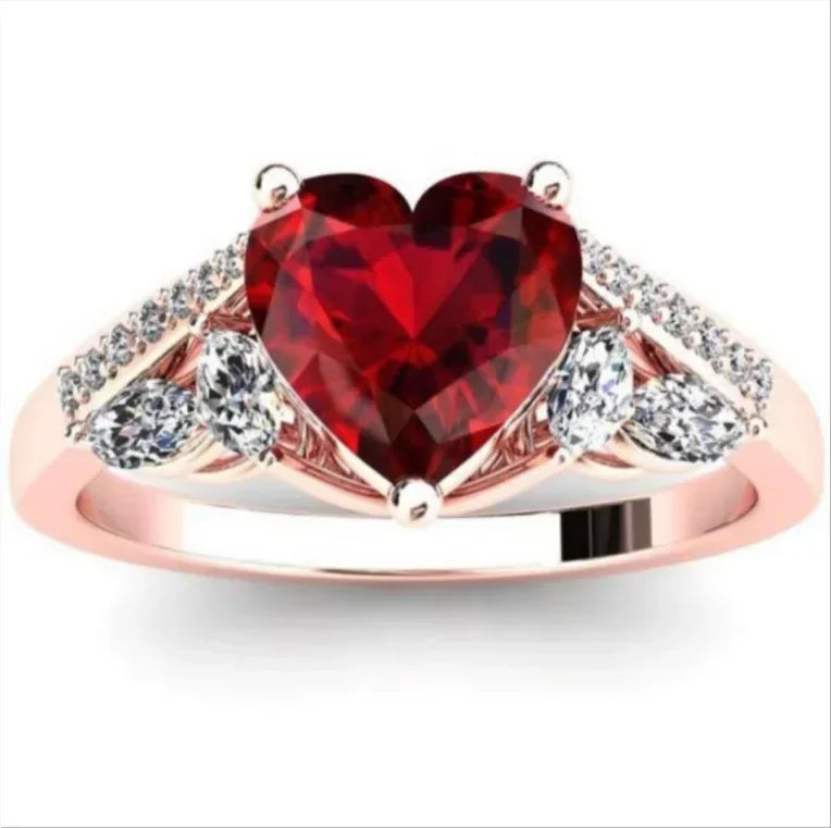 2025 European and American Red Cubic Zirconia Ring, Oval Geometric Fashion Temperament Elegant and Dazzling Jewelry Accessories