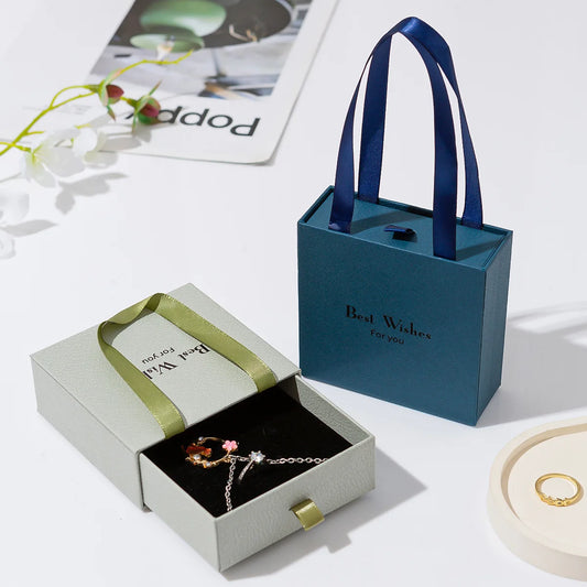Handheld Jewelry Box Paper Pull-out Drawer Jewelry Case
