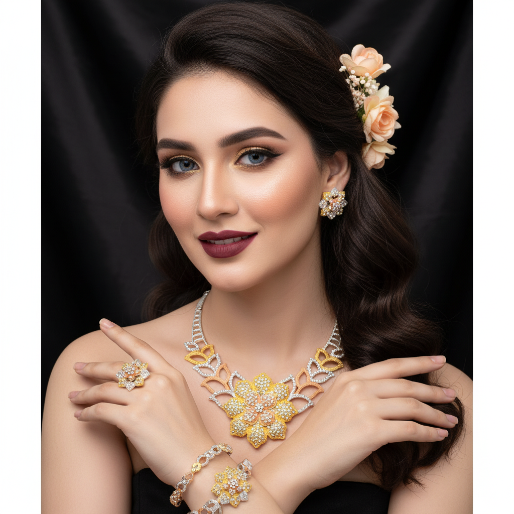 Zenat Dubai 24K Gold Plated Wedding Jewelry Set