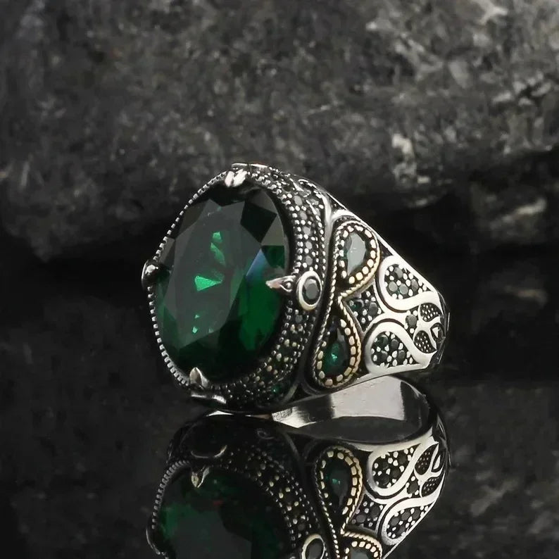 2024 New Luxury Women's Big Black Stone Ring Fashion Silver Zircon Wedding Rings Female Bride Love Engagement