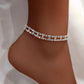 Flatfoosie Hip Hop Iced Out Chunky Cuban Chain Anklets For Women Luxury Rhinestone Link Ankle Bracelet Beach Barefoot Jewelry
