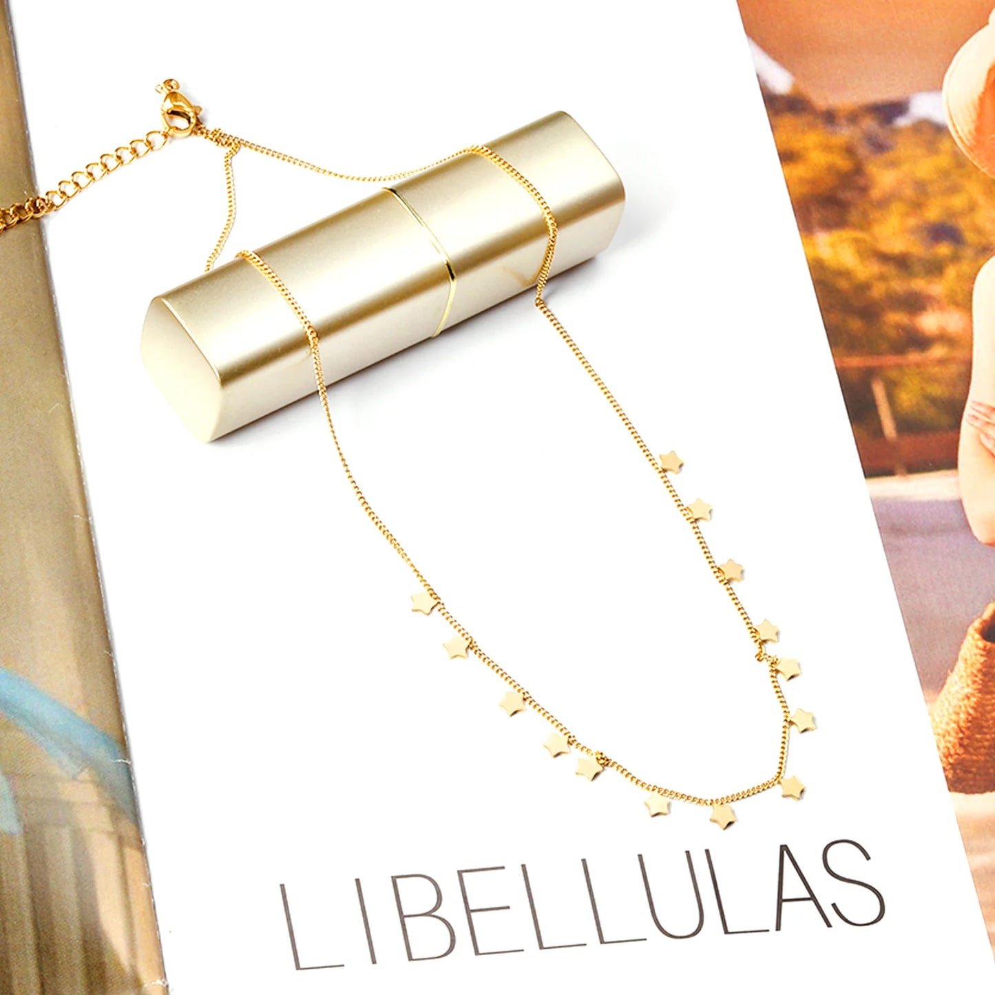 LUXUKISSKIDS Woman Collier бижутерия Golden Chains Necklaces Bohemia Star Heart Elegant Stainless Steel Jewelry Trendy Collars