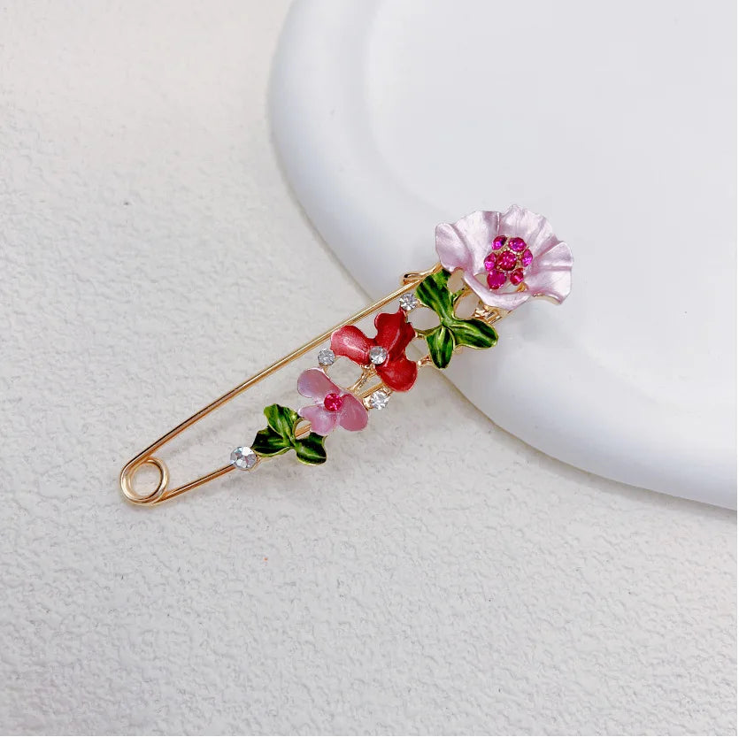 Sweet Flower Shape Lapel Pin Inlaid Shiny Rhinestones Brooches All-match Versatile Corsage Accessories
