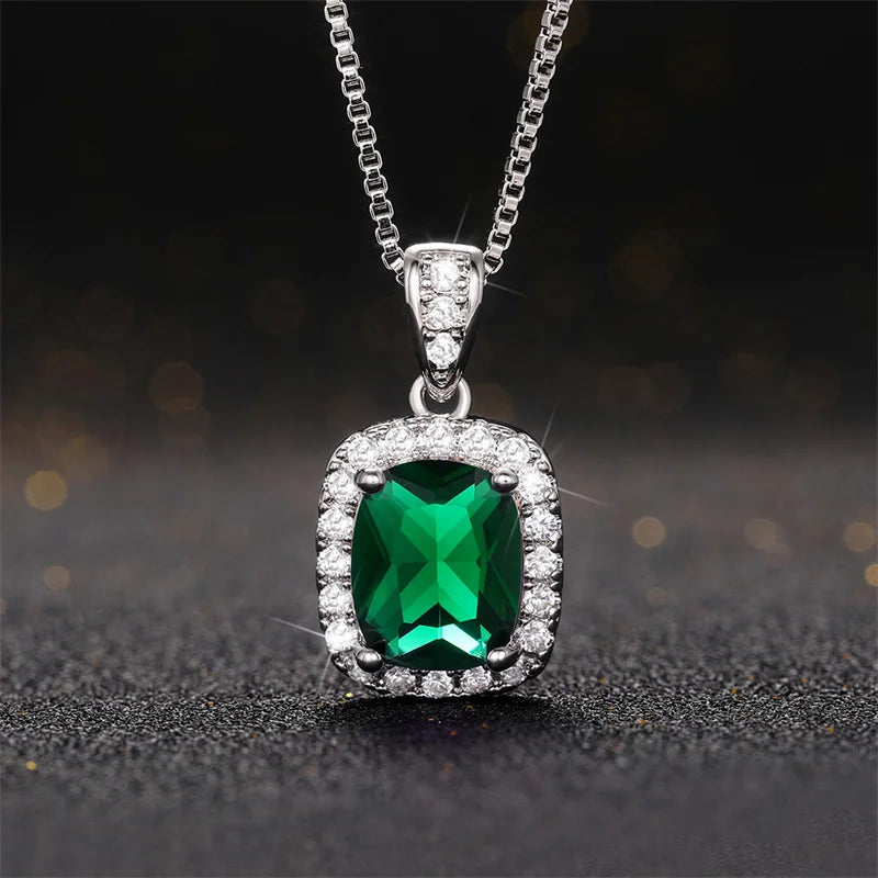 2025 Gorgeous White/Green/Purple/Pink Cubic Zirconia Women Necklace Simple and Elegant Design Female Wedding Trendy Jewelry