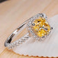 New Elegant Yellow Cubic Zirconia Women Rings Luxury Wedding Anniversary Party Lady's  Accessories Bright Fashion Jewelry