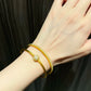Light luxury fashion 24K real gold half-circle diamond snap bracelet au9999 gold stacked women's jewelry