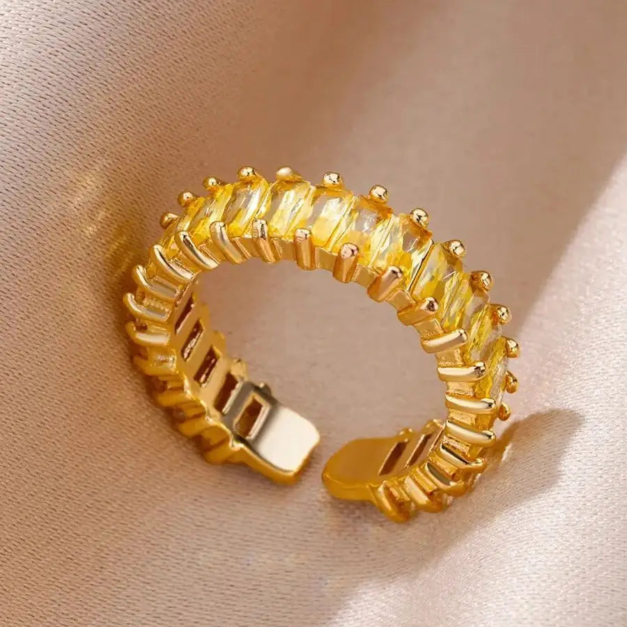 Delicate Colorful Zircon Rings for Women New In Gold Color Wedding Ring Aesthetic Fashion Jewelry Gift anillos mujer