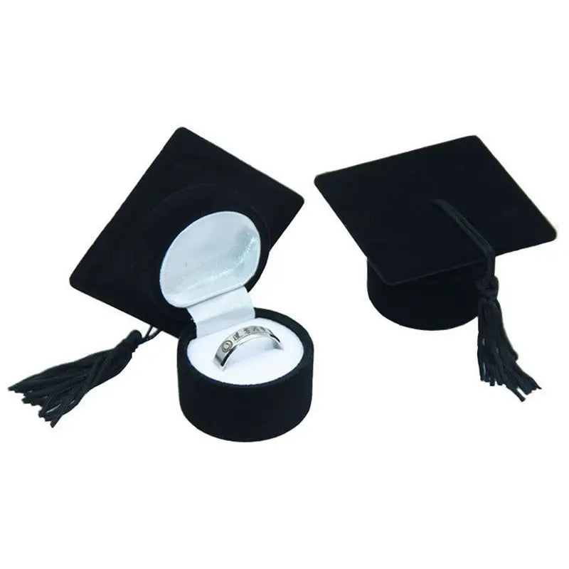 Graduation Bachelor Cap Doctor Hat Ring/Earrings Box