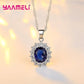 Authentic 925 Sterling Silver Plated Women Wedding Engagement Jewelry Sets Princess Oval Zircon Crystal Necklace Earrings Ring