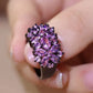 2025 New Purple Cubic Zirconia Ring with Sparkling Square Crystal, High End Women's Personalized Fashion Cocktail Party Jewelry