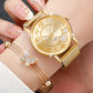 3/6PCS Fashion Heart Women's Watch Plastic Band Analog Golden Quartz Watches Butterfly Jewelry Set(Without Box)