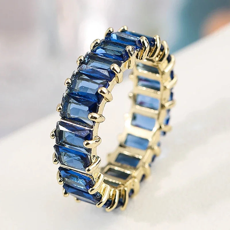 Luxury Female White Crystal Stone  Ring Irregular Zirconia Wedding Rings for Women Trendy Geometric Zircon Engagement Ring