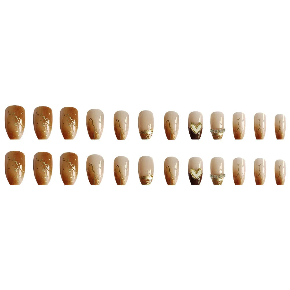 24 Pcs Short Coffin Press On Nails Pink White False Nails with Rhinestone Reusable Fake Nails With Jelly Tab