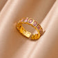 Colorful Cubic Zircon Open Ring For Women Stainless Steel Gold Color Square Rings Bohemian Romantic couple Jewelry Gifts