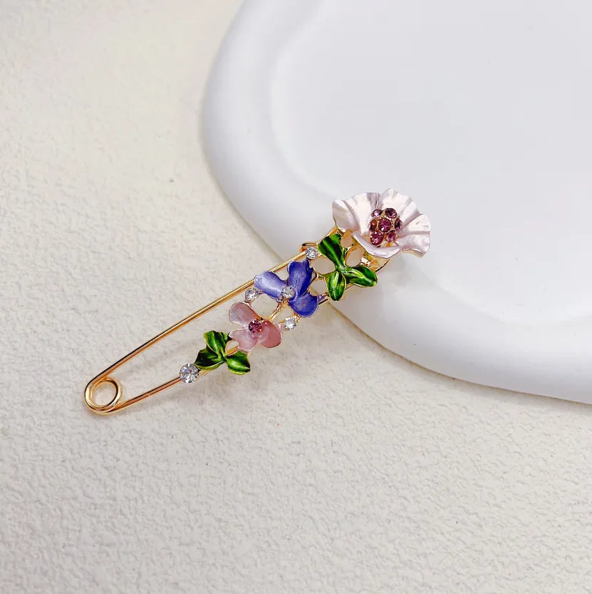 Sweet Flower Shape Lapel Pin Inlaid Shiny Rhinestones Brooches All-match Versatile Corsage Accessories