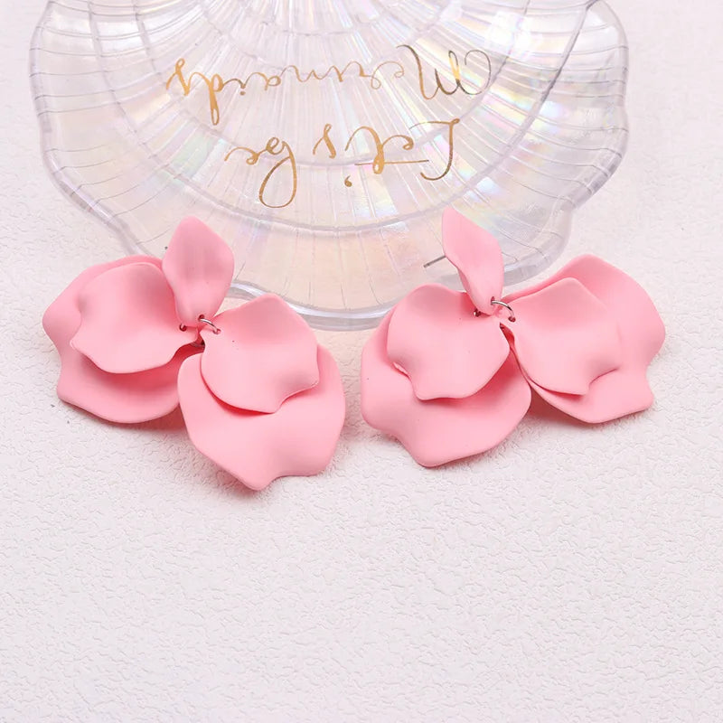 Korean Acrylic Petal Flower Tassel Dangle Earrings For Women Luxury Vintage Fairy Wedding Party Fashion Jewelry Accessories Gift