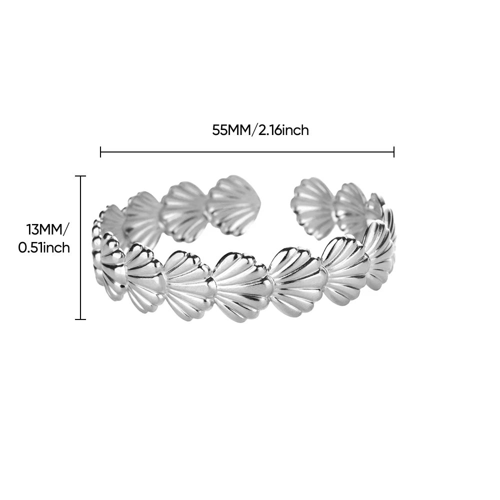 316L Stainless Steel Shell Starfish Bangles for Women Fashion Gold Silver Color Cuff Bangle Bracelet Femme Aesthetic Jewelry