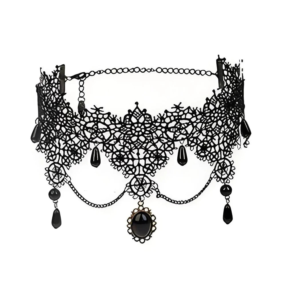 Neo-Gothic Punk Black Sexy Lace Chokers Necklace For Women Fashion Retro Clavicle Chain Halloween Collar Choker Steampunk Gifts