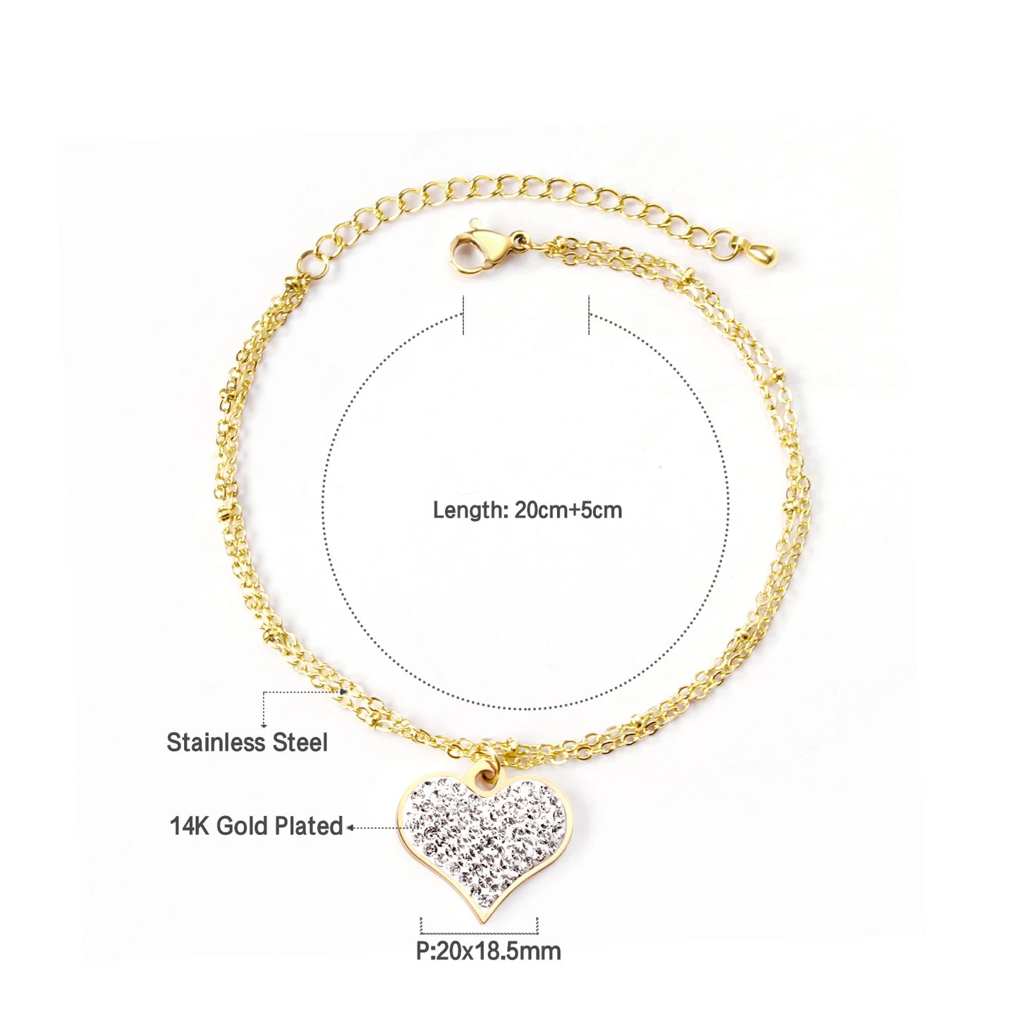 LUXUSTEEL Stainless Steel Heart Coin Charm Bracelet for Women Girl Golden Color Cuban Link Chain Bracelet Jewelry Gift 20cm