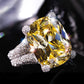 New Elegant Yellow Cubic Zirconia Women Rings Luxury Wedding Anniversary Party Lady's  Accessories Bright Fashion Jewelry