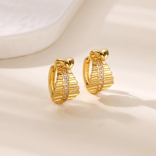 Zircon Geometric Snake Earrings for Women Multi Layered Gold Color Small Hoop Earrings Fashion Ear Piercing Wedding Jewelry