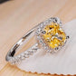 New Elegant Yellow Cubic Zirconia Women Rings Luxury Wedding Anniversary Party Lady's  Accessories Bright Fashion Jewelry