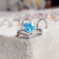 2025 New Fashion Sea Blue Cubic Zirconia Women's Wedding Ring Luxury Engagement Party Elegant   Brilliant Jewelry
