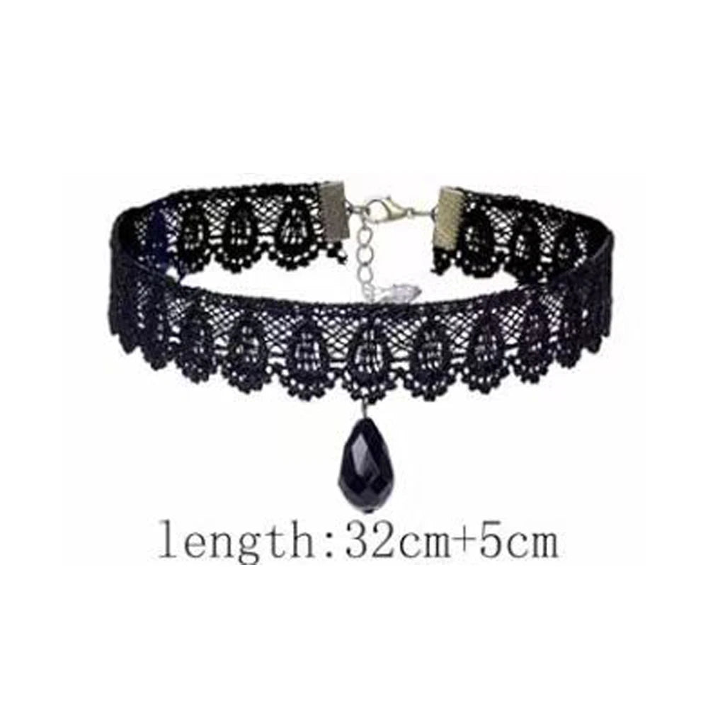 Neo-Gothic Punk Black Sexy Lace Chokers Necklace For Women Fashion Retro Clavicle Chain Halloween Collar Choker Steampunk Gifts