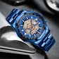 2025 Mens Quartz Watches Top Brand Luxury Stainless Steel Waterproof Hollow Out Blue Big Male Wristwatches Relogio Masculino
