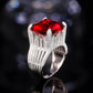 2025 New Elegant Red Corundum Ring with Extra Large Zircon Fashion Party Jewelry Flower Dove Egg Shining First