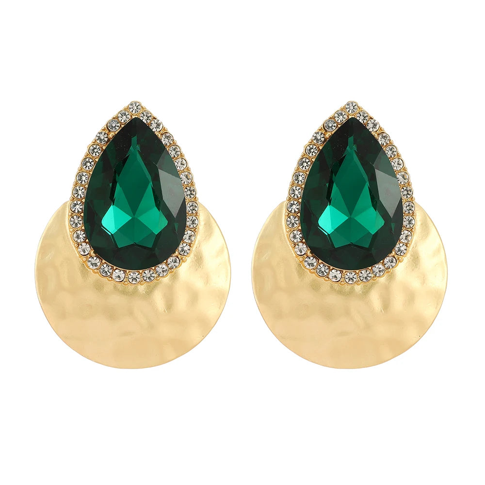 Fashion Elegant Round Metal Big Stud Earrings For Women Classic Design Elegant Ear Accessories Party Prom Statement Fine Jewelry