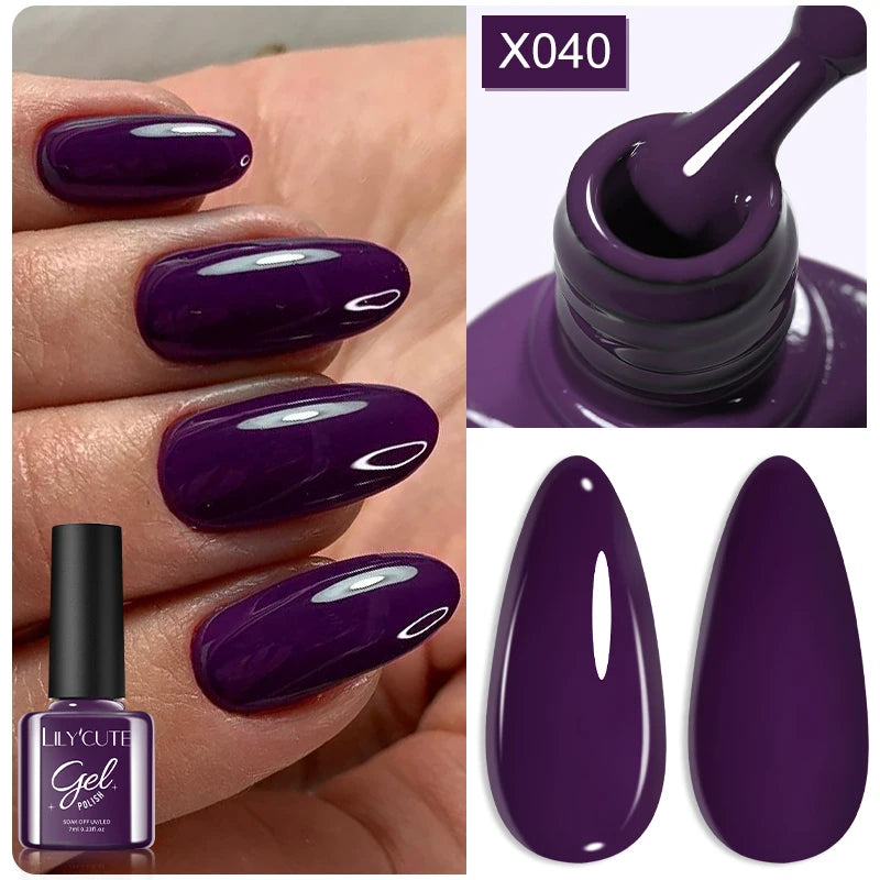 LILYCUTE Ancora Red Autumn Winter Gel Nail Polish Semi Permanent Soak Off UV LED Gel Varnish Manicure Nail Supplies