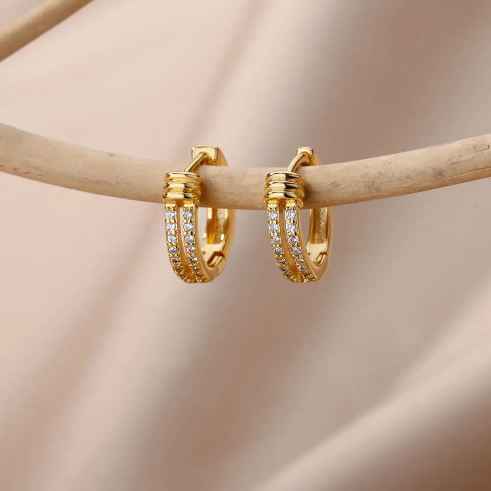 Stainless Steel Evil Eye Earrings for Women 2024 Trend Gold Color Round Circle Hoop Earrings Luxury Wedding Jewelry aretes