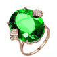 2025 New Luxury High End Party Women's Ring Bright Green Oval Crystal Noble  Retro Style Accessories Gorgeous Gift