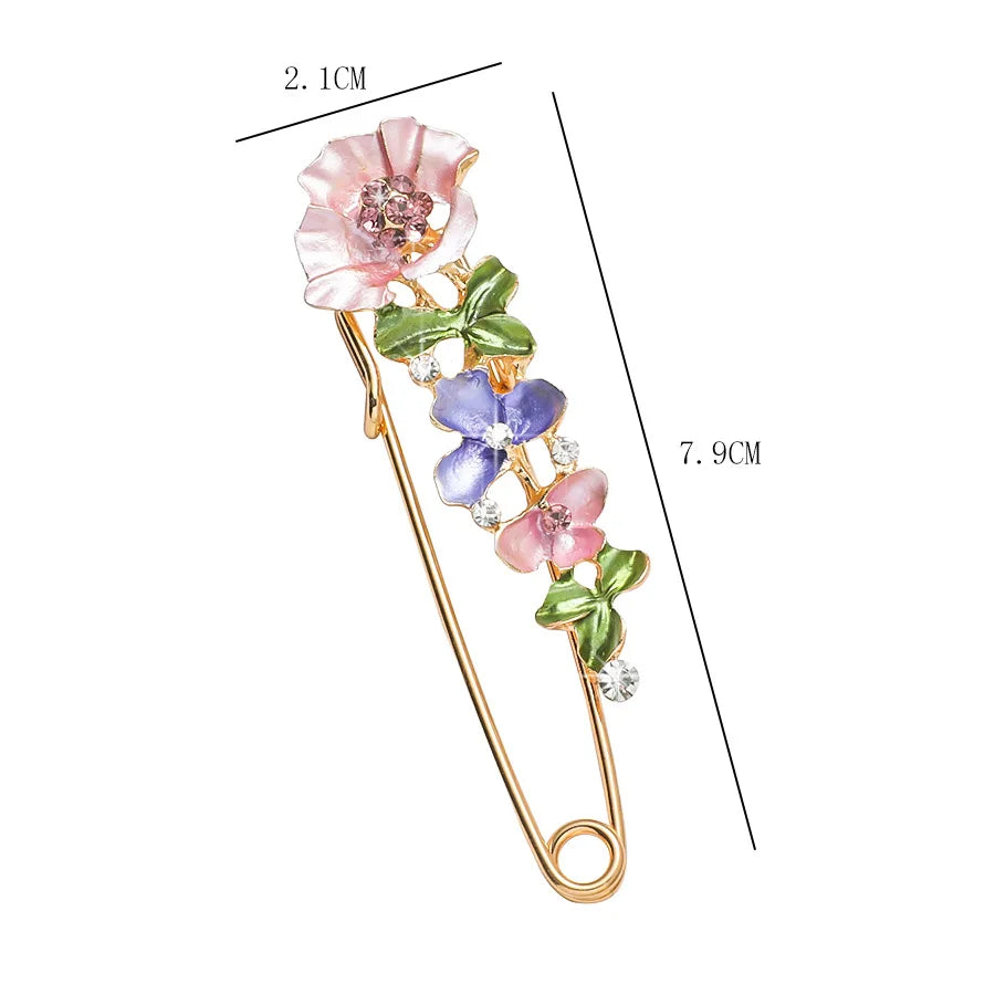 Sweet Flower Shape Lapel Pin Inlaid Shiny Rhinestones Brooches All-match Versatile Corsage Accessories
