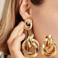 925 Silver Needle Korean Fashion Leaf Flower Earrings For Women Metal Earings Jewelry 2025 Trending Women's Gold Color Earrings