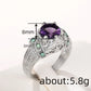 2025 New Purple Cubic Zirconia Ring with Sparkling Square Crystal, High End Women's Personalized Fashion Cocktail Party Jewelry