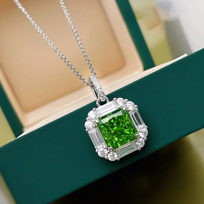 2025 Gorgeous White/Green/Purple/Pink Cubic Zirconia Women Necklace Simple and Elegant Design Female Wedding Trendy Jewelry